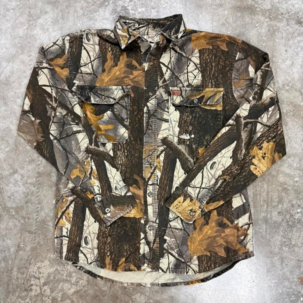 Vintage Woolrich Realtree Camo Button Up Shirt Mens Medium Hunting Workwear Y2K